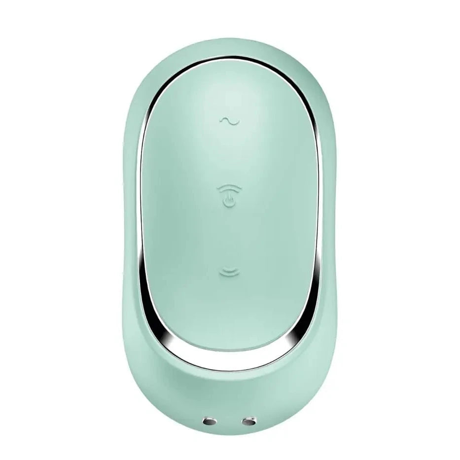 Mint green electronic device on a white background