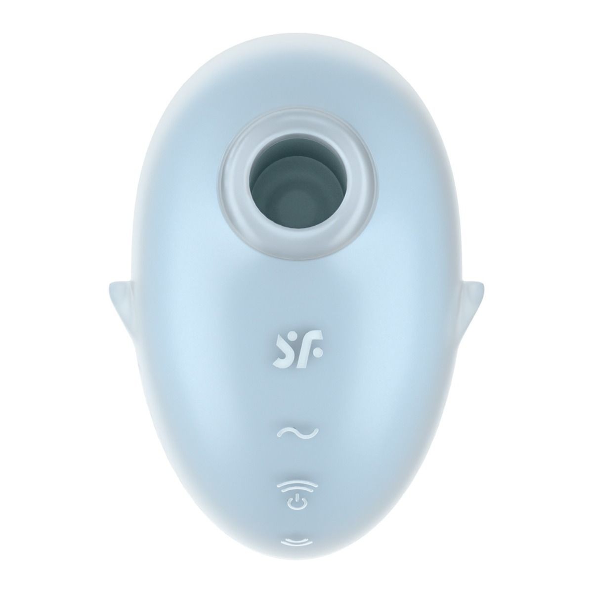 Light blue silicone product with brand logo on a white background