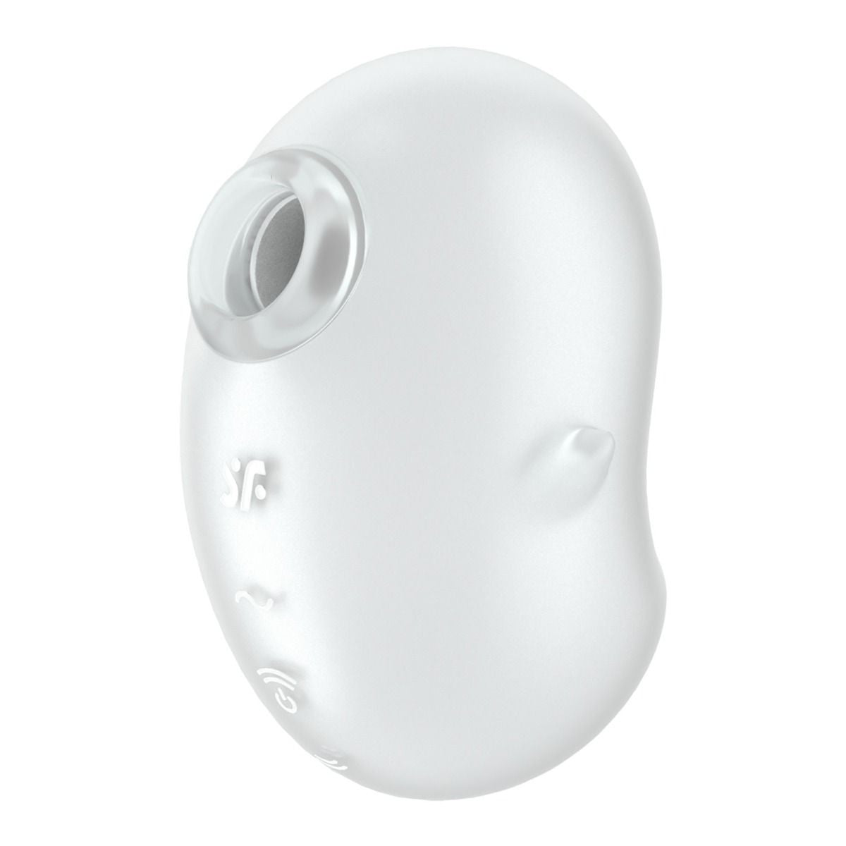 White electronic device with a circular opening on a white background