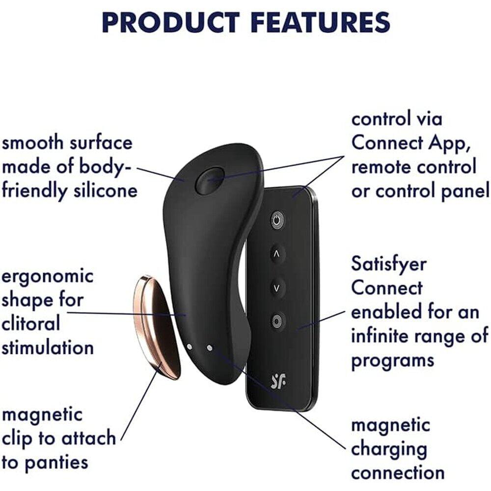 Product features of a device with text labels on a white background