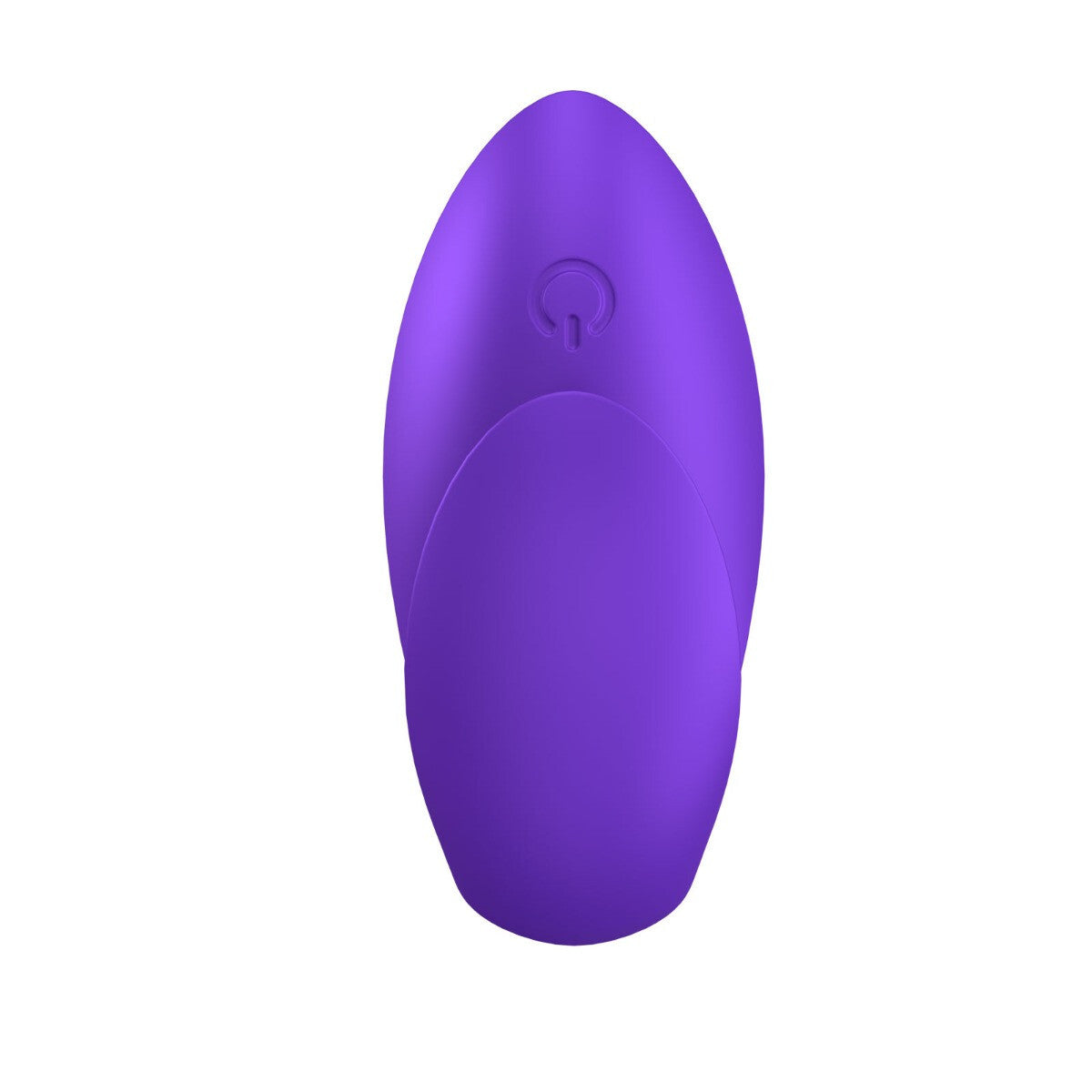 Purple oval-shaped object with a logo on a white background