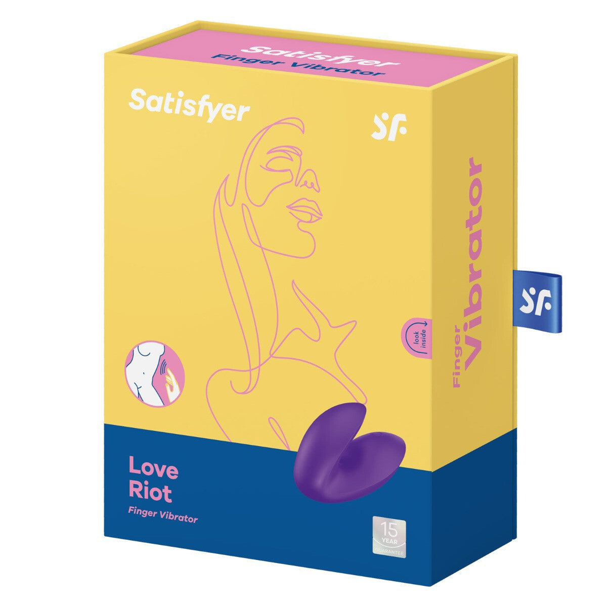 Satisfyer Love Riot finger vibrator packaging on a white background