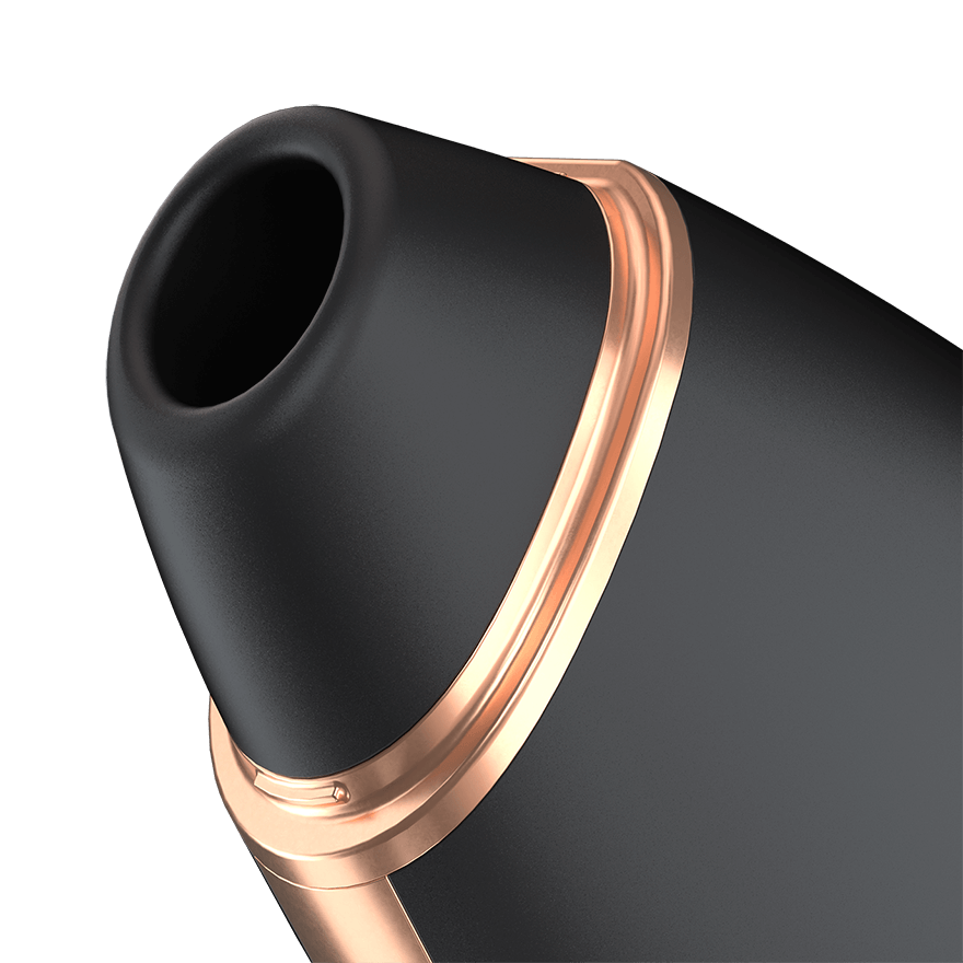 Black and rose gold product on a white background