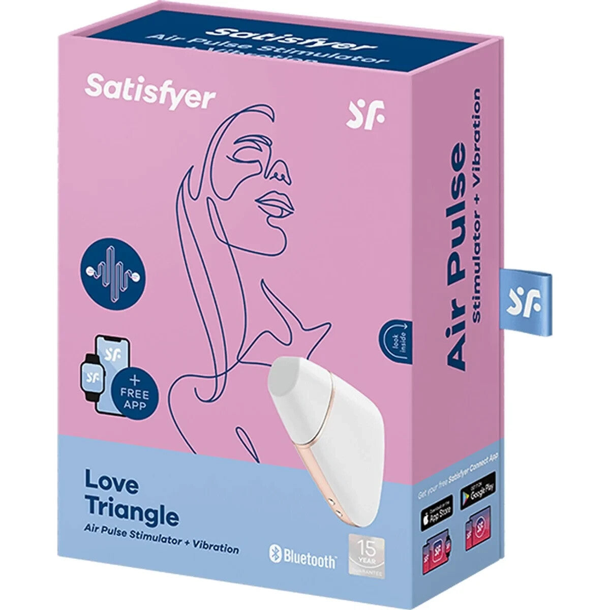Satisfyer Air Pulse Stimulator packaging with pink and blue design
