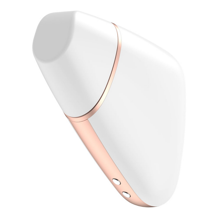 White and rose gold electronic device on a white background