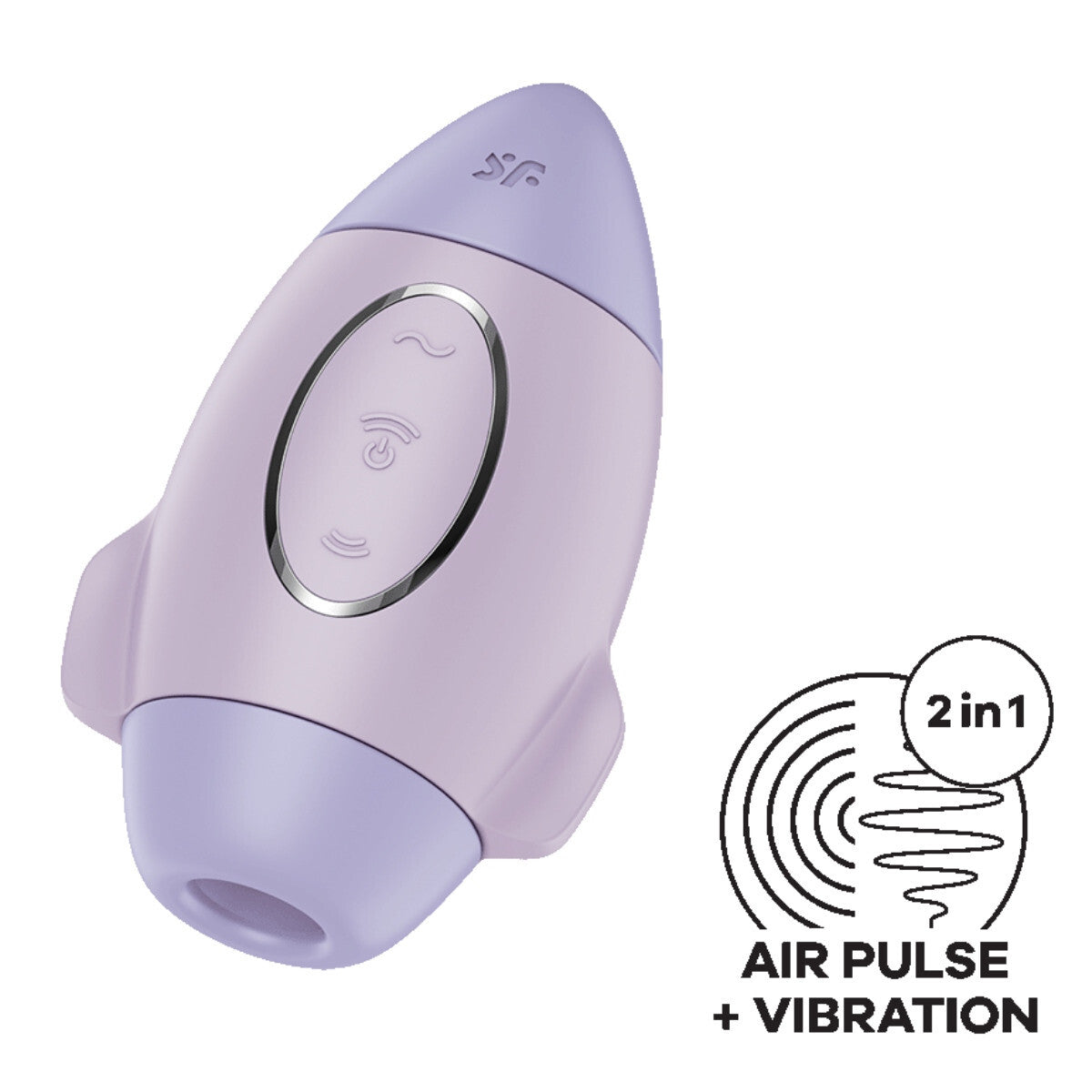 Purple electronic device with air pulse and vibration features on a white background