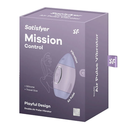 Satisfyer Mission Control air pulse vibrator packaging on a white background