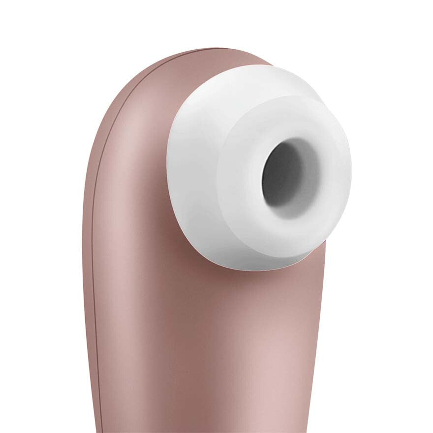 Close-up of a rose gold clitoral massager on a white background