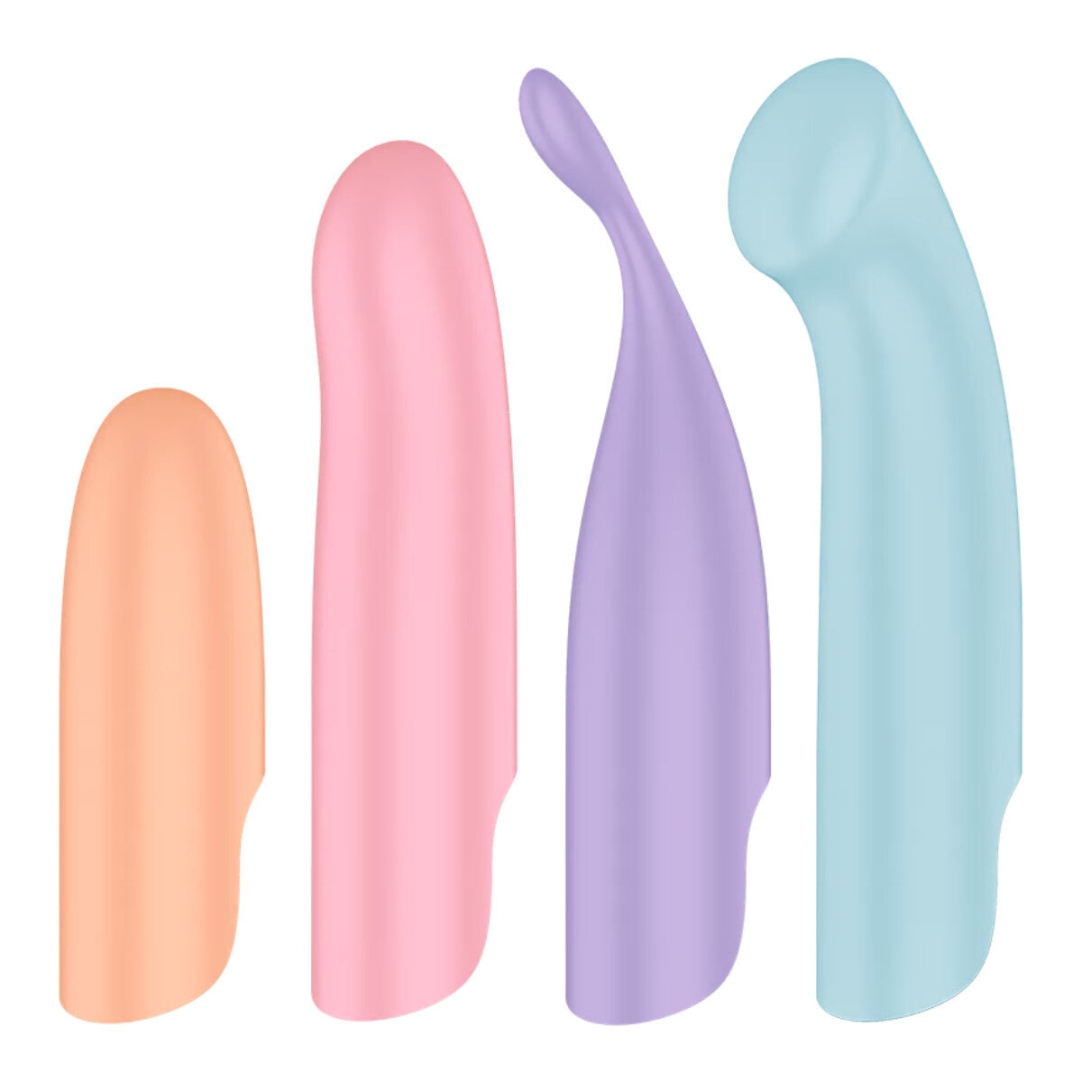 Four pastel-colored silicone tools on a white background