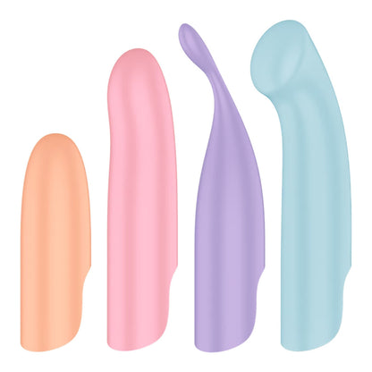 Four pastel-colored silicone tools on a white background