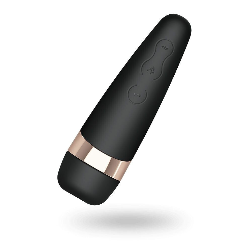 Black and rose gold electronic device on a white background