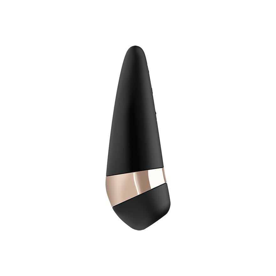 Black and rose gold vibrator on a white background