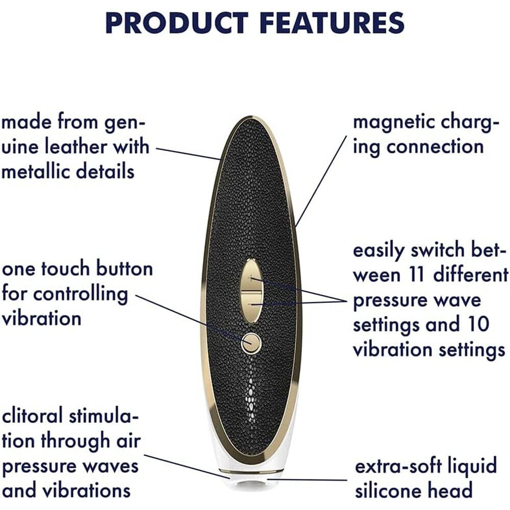 Product features of a device with text labels on a white background