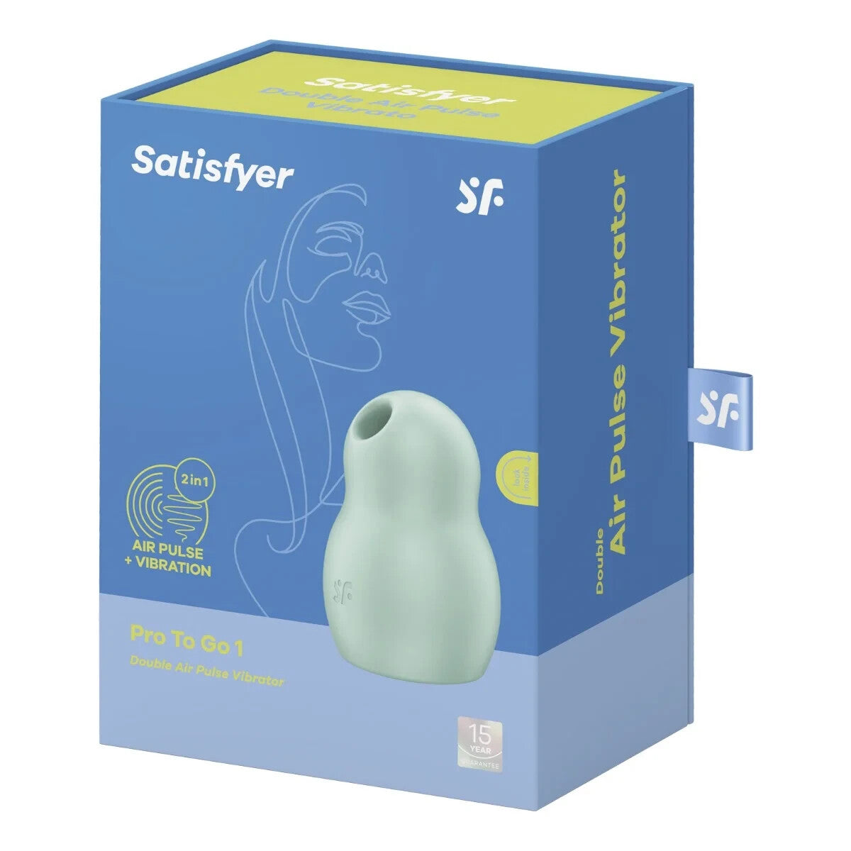 Satisfyer Pro To Go 1 air pulse vibrator packaging on a white background