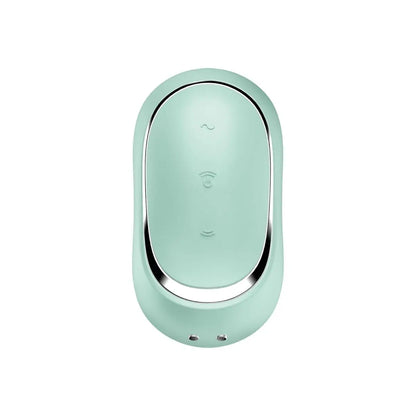 Mint green electronic device on a white background
