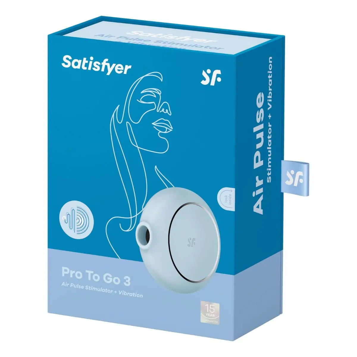 Satisfyer Pro To Go 3 Air Pulse Silicone Clitoral Waterproof Rechargeable Vibrator Blue