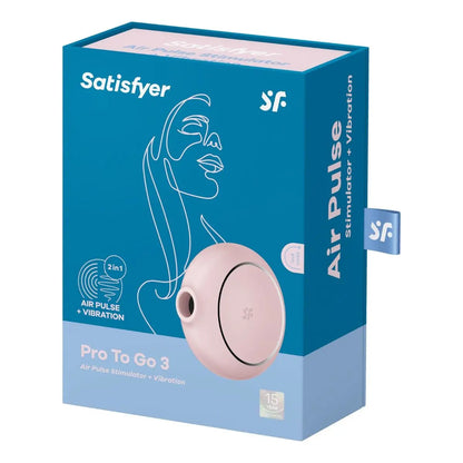 Satisfyer Pro To Go 3 Air Pulse Silicone Clitoral Waterproof Rechargeable Vibrator Rose