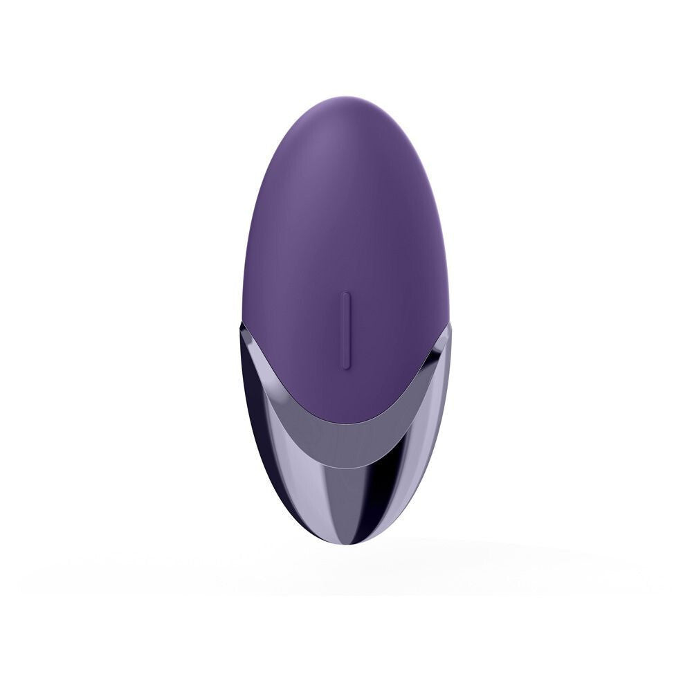 Purple and silver electronic device on a white background