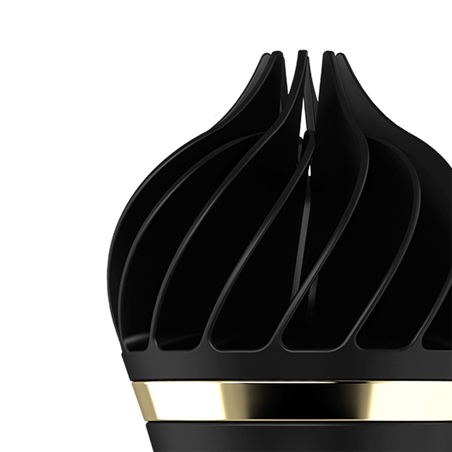 Black and gold vibrator on a white background