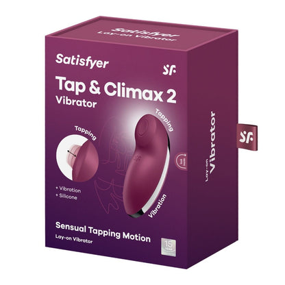 Satisfyer Tap & Climax 2 vibrator packaging on a white background