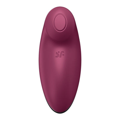 Pink oval device with a logo on a white background