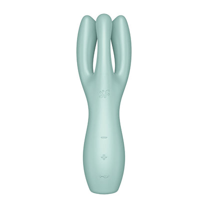 Mint green handheld massager on a white background