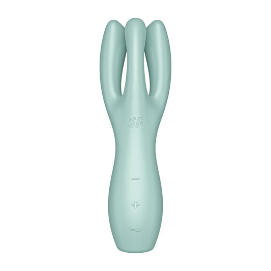 Mint green handheld massager on a white background