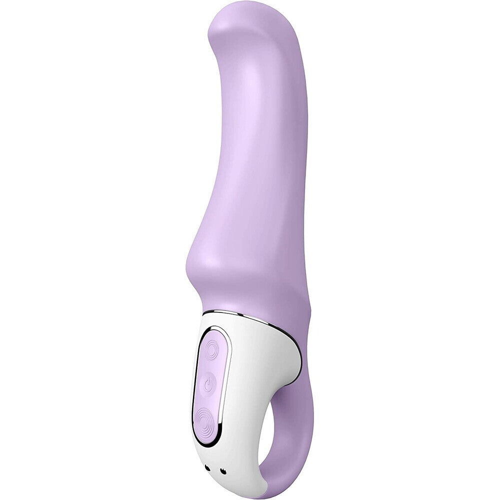 Purple and white electronic device on a white background