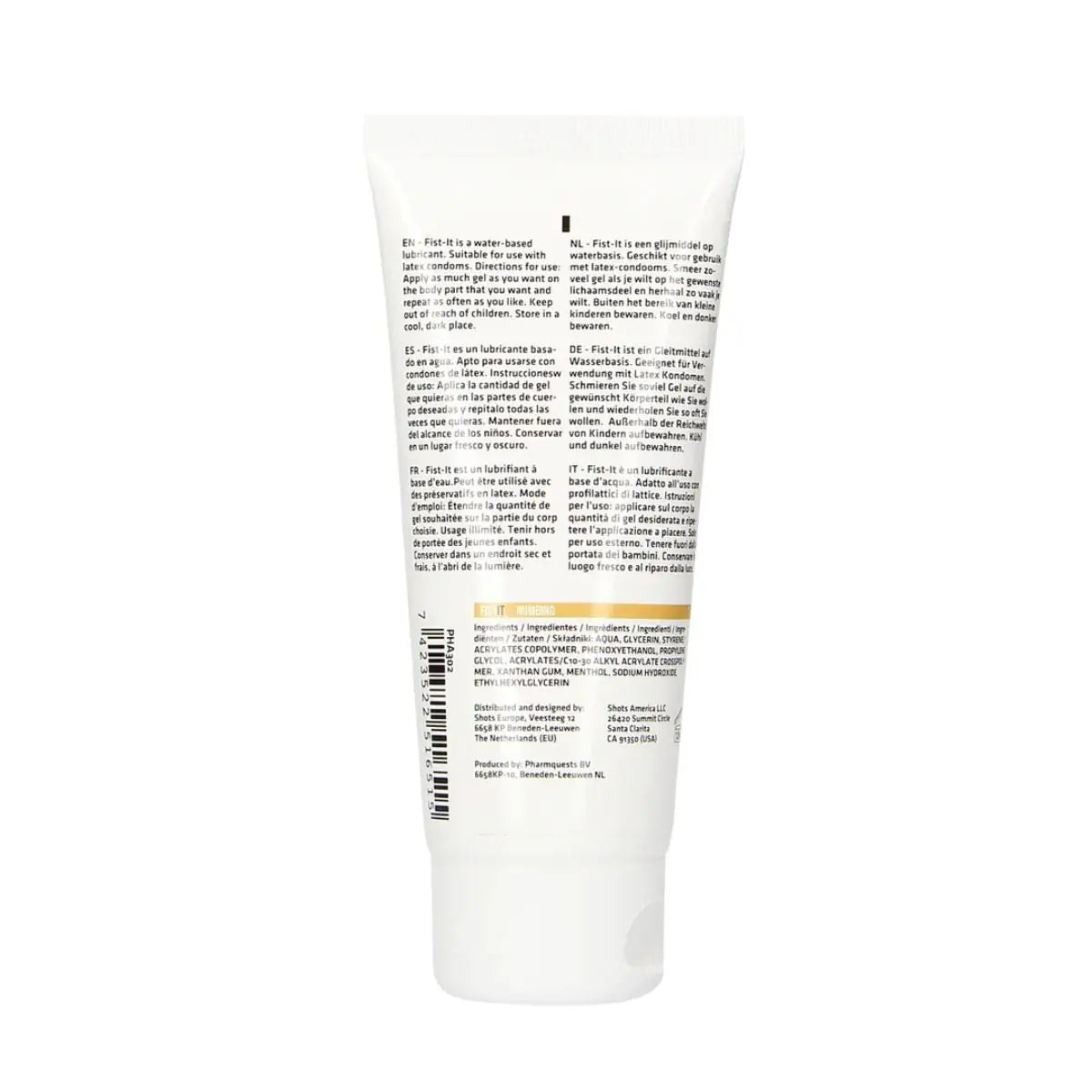 Shots Toys Fist It Numbing Gel Water Based Anal Lubricant 100ml on a white background