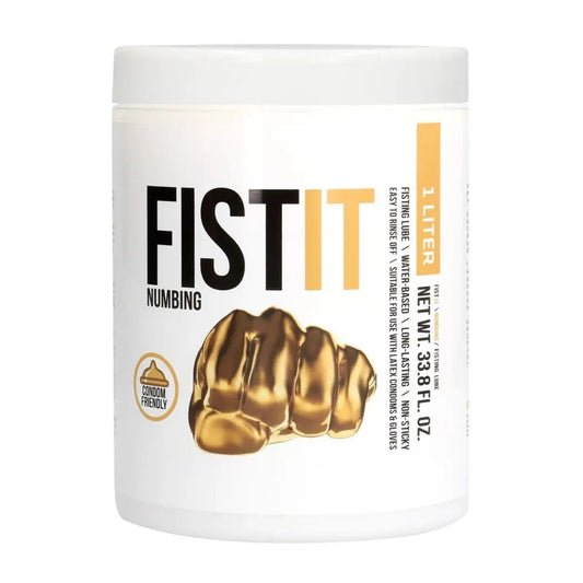 Shots Toys Fist It Numbing Gel Water Based Anal Lubricant 1 Litre on a white background