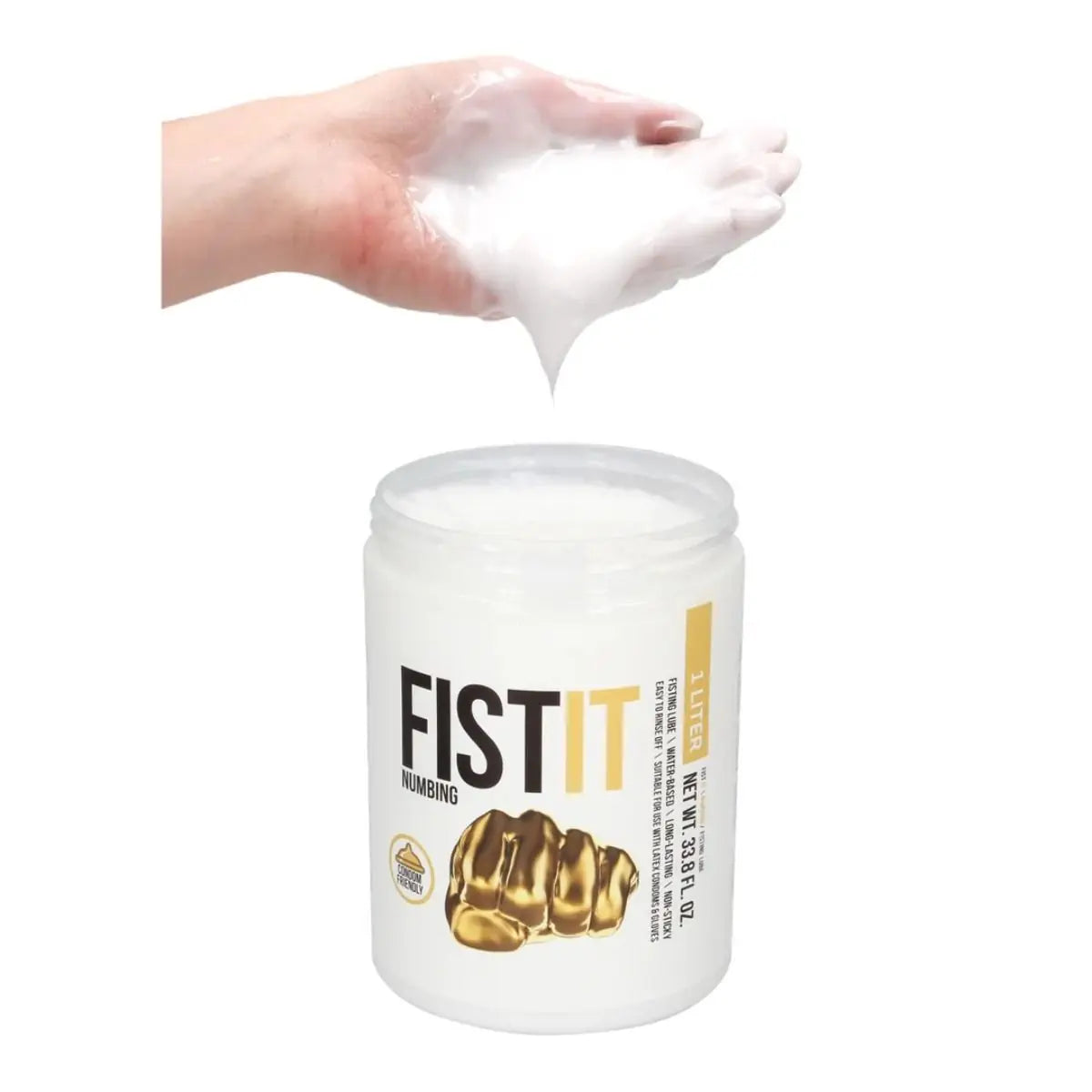 Shots Toys Fist It Numbing Gel Water Based Anal Lubricant 1 Litre on a white background