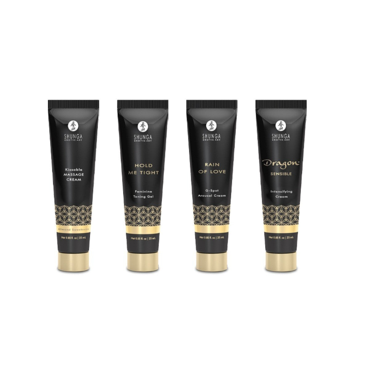 Four Shunga product tubes on a white background