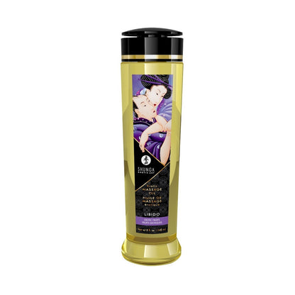 Shunga Libido massage oil bottle on a white background