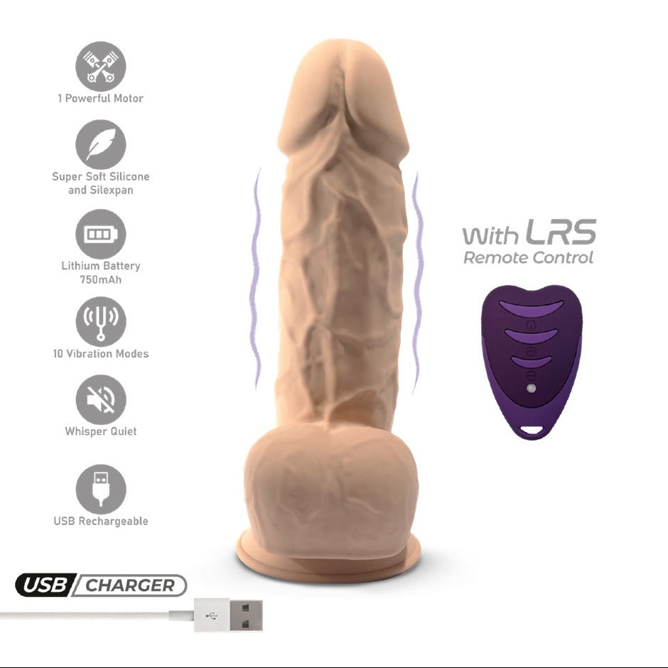 SilexD Model 1 Remote Controlled Vibrating Silicone 8.5 Inch Suction Cup Dildo on a white background
