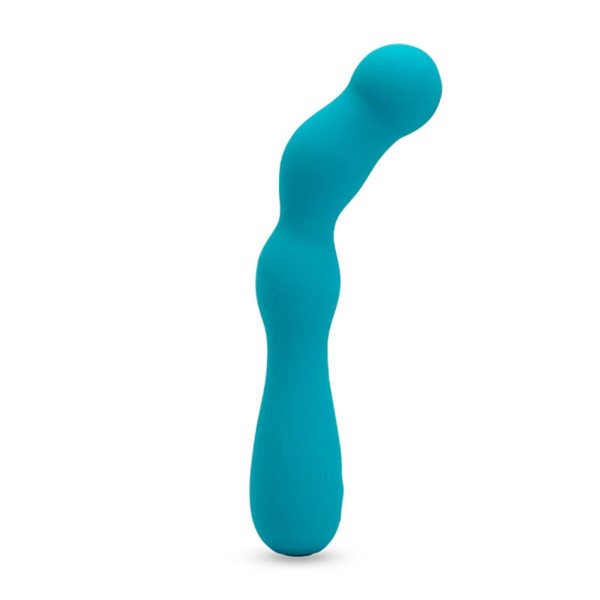Turquoise silicone vibrator on a white background