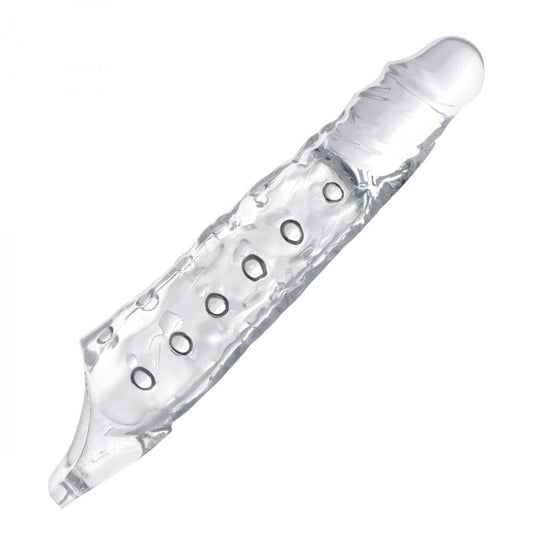 Size Matters 3 Inch Clear Penis Beaded Extender Sleeve on a white background