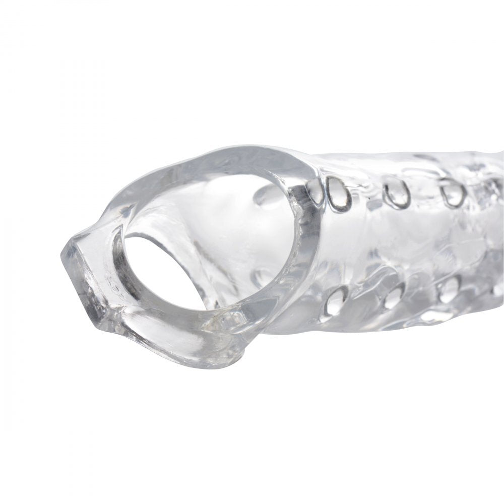 Size Matters 3 Inch Clear Penis Beaded Extender Sleeve on a white background