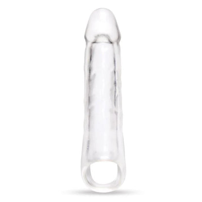 Size Up Clear Penis 3 Inch Extender Sleeve With Ball Loop on a white background