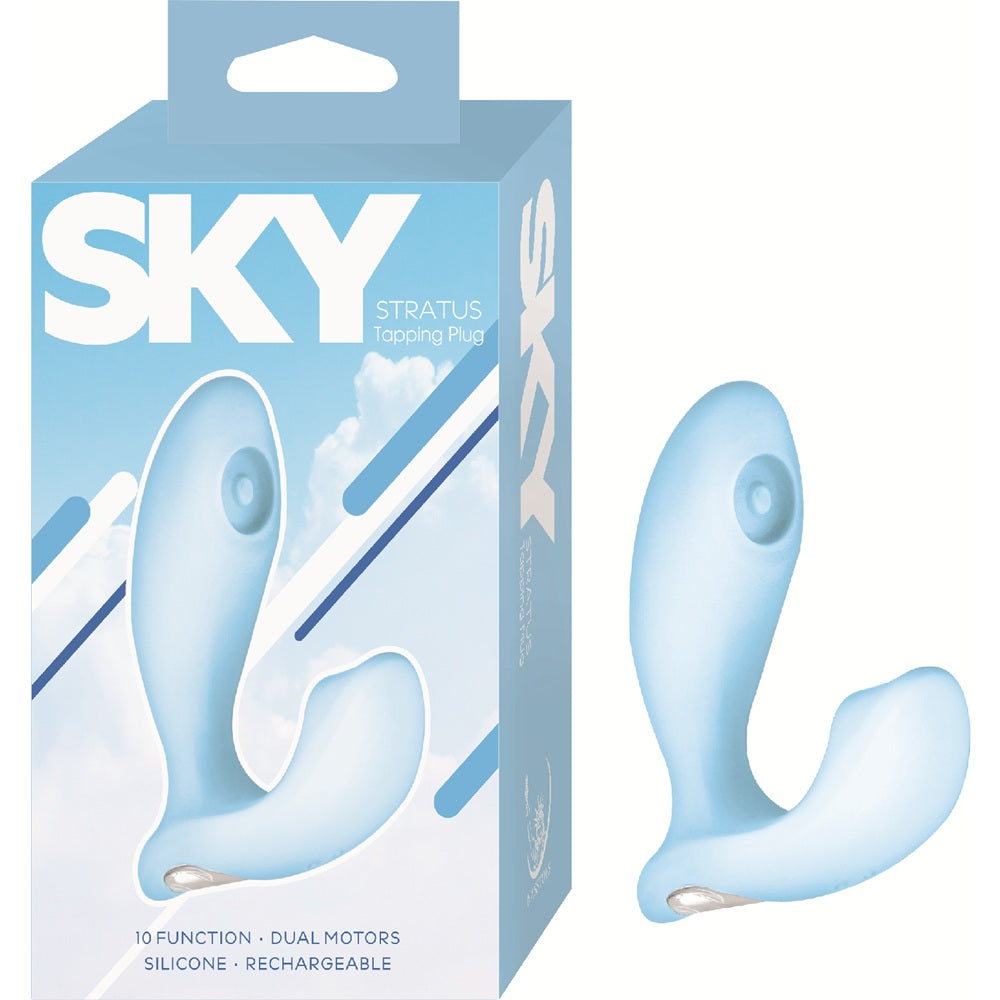 SKY Stratus product packaging with a blue device on a white background