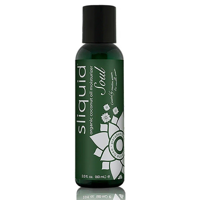 Sliquid Soul Coconut Oil Hypoallergenic Moisturiser Oil Based Lubricant 59ml on a white background