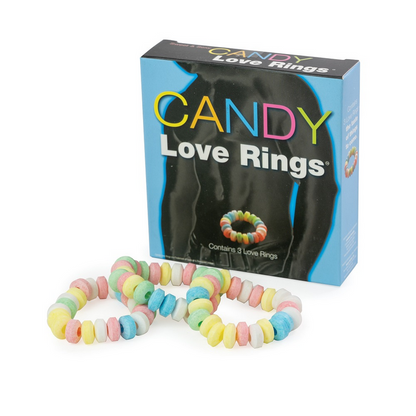 Candy love rings with packaging on a white background