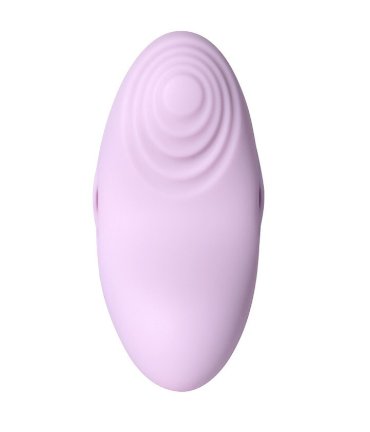 Purple oval-shaped clit massager on a white background