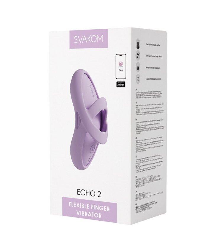 Svakom Echo 2 flexible finger vibrator packaging on a white background