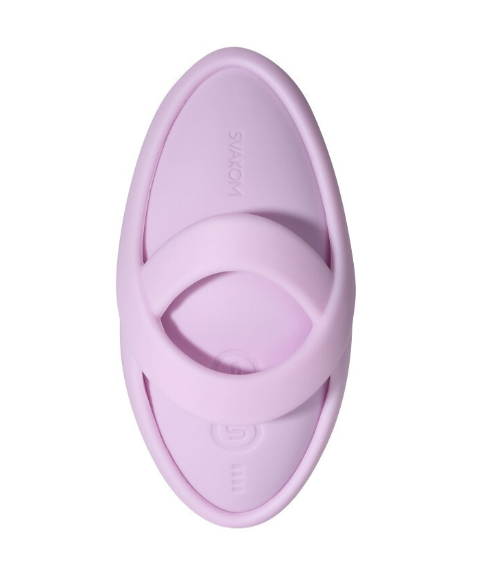Pink silicone vibrator with 'Svakom' branding on a white background
