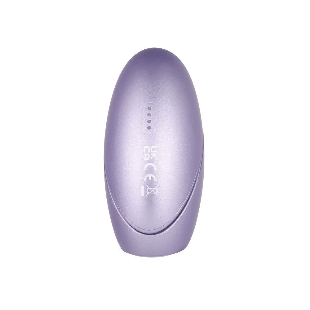 Purple electronic device with brand logo on a white background