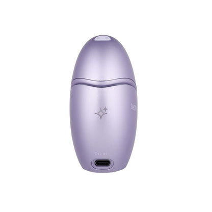Purple electronic device with a brand logo on a white background