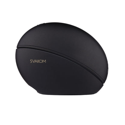 Black spherical object with 'SVAKOM' branding on a white background