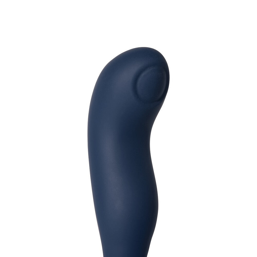 Navy blue curved object on a white background