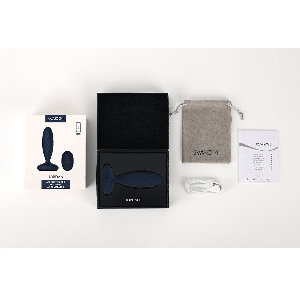 SVAKOM product packaging including a black box, packaging, and accessories on a white background
