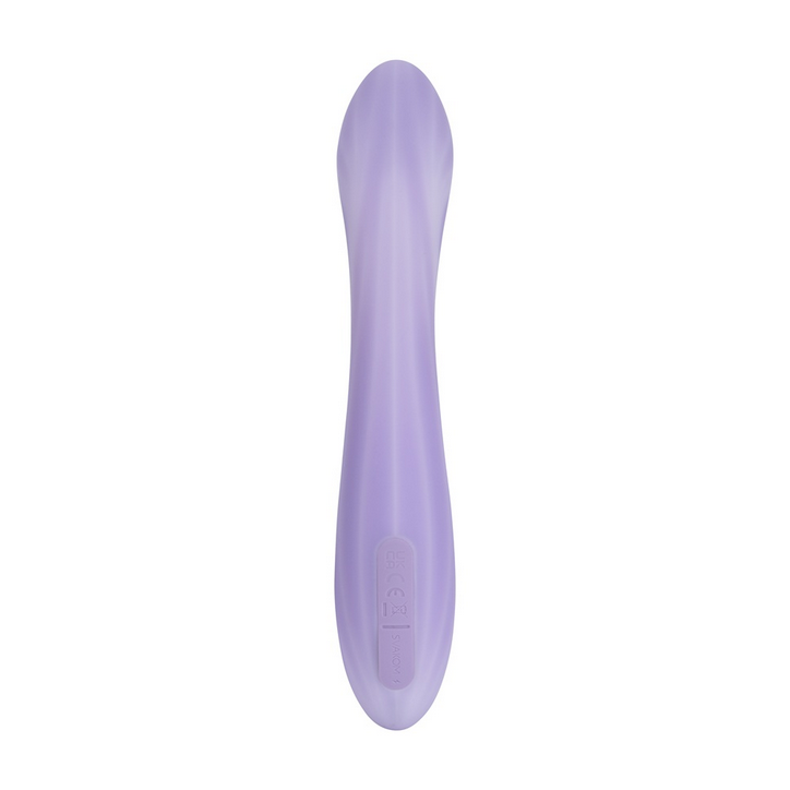 Purple curved object on a white background